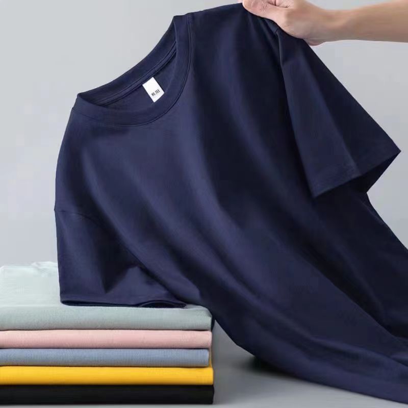 180g Milk Silk T-Shirt - Men's Solid Color Short Sleeve Crew Neck Tee - Image 4