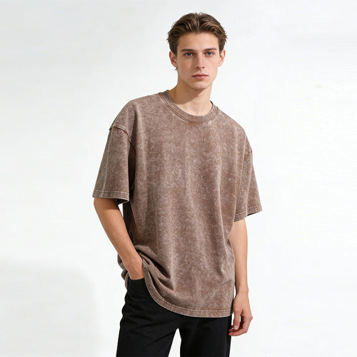 230g Vintage Washed Cotton T-Shirt - Drop Shoulder Oversized Tee Wholesale - Image 2