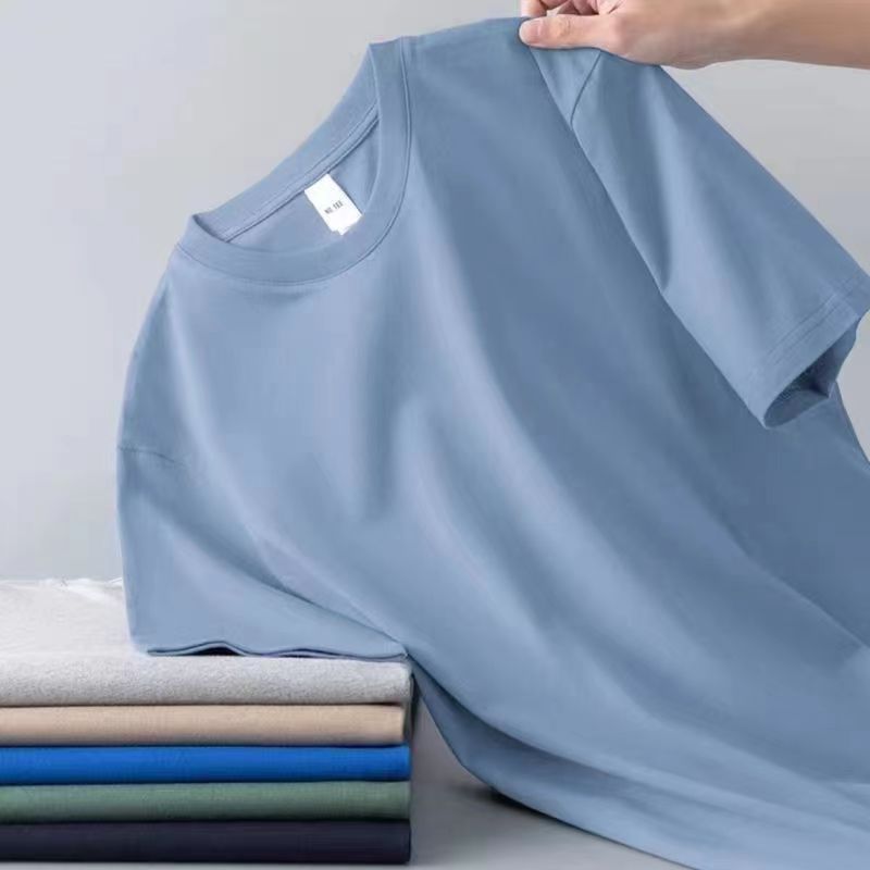180g Milk Silk T-Shirt - Men's Solid Color Short Sleeve Crew Neck Tee - Image 15