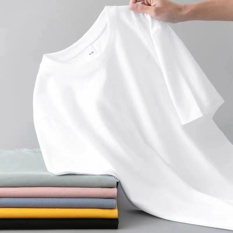 180g Milk Silk T-Shirt - Men's Solid Color Short Sleeve Crew Neck Tee - Image 6