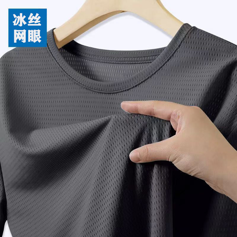 Mesh Ice Silk T-Shirt - Men's Quick Dry Breathable Sport Tee - Image 1
